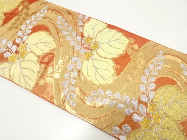 JAPANESE KIMONO / ANTIQUE FUKURO OBI / WOVEN PAULOWNIA